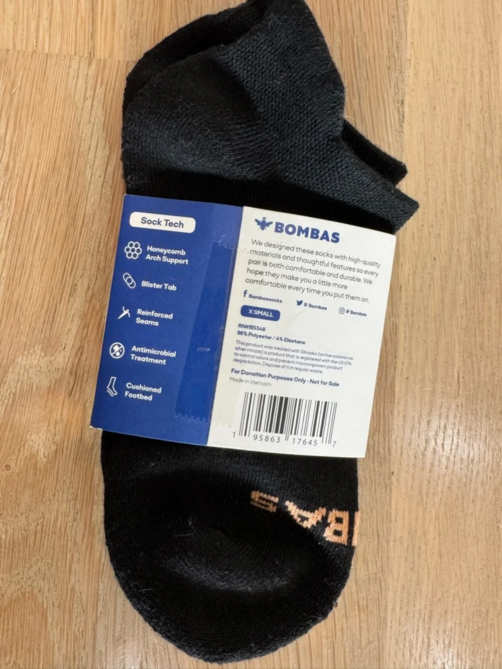 Bombas black ankle socks adult size XS NWT